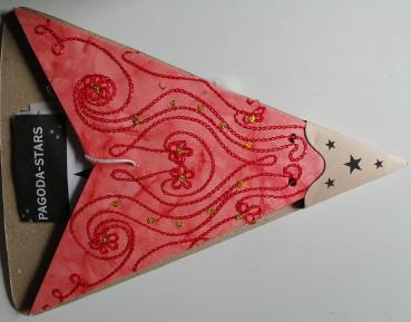 Preview: Babul Batik rot - Faltbarer Leuchtstern, Weihnachtsstern aus Papier mit 5 Zacken, 60 cm